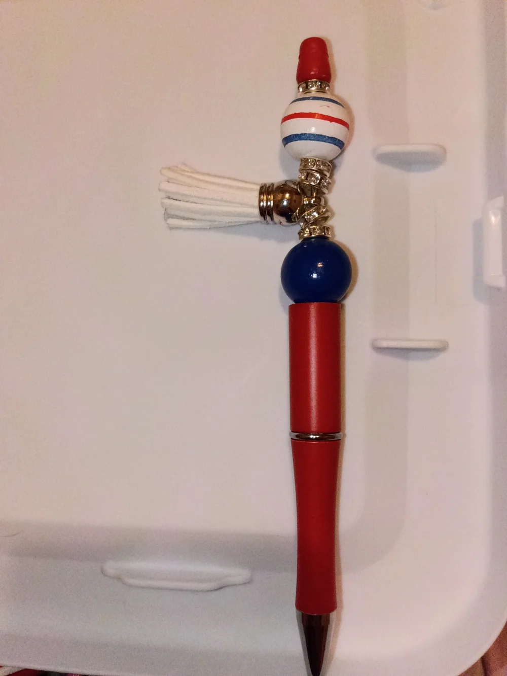 Red, Blue & White Decorative Tassel Pen - Unbranded